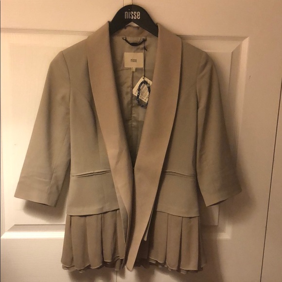 nisse Jackets & Blazers - Taupe blazer with silk pleats nisse Jackets & Blazers - Taupe blazer with silk pleats